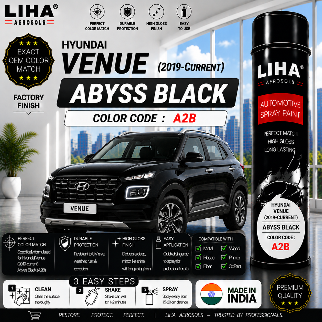 Hyundai Venue Abyss Black Touch Up Spray Paint – OEM Color Match | LIHA Aerosols 500ml