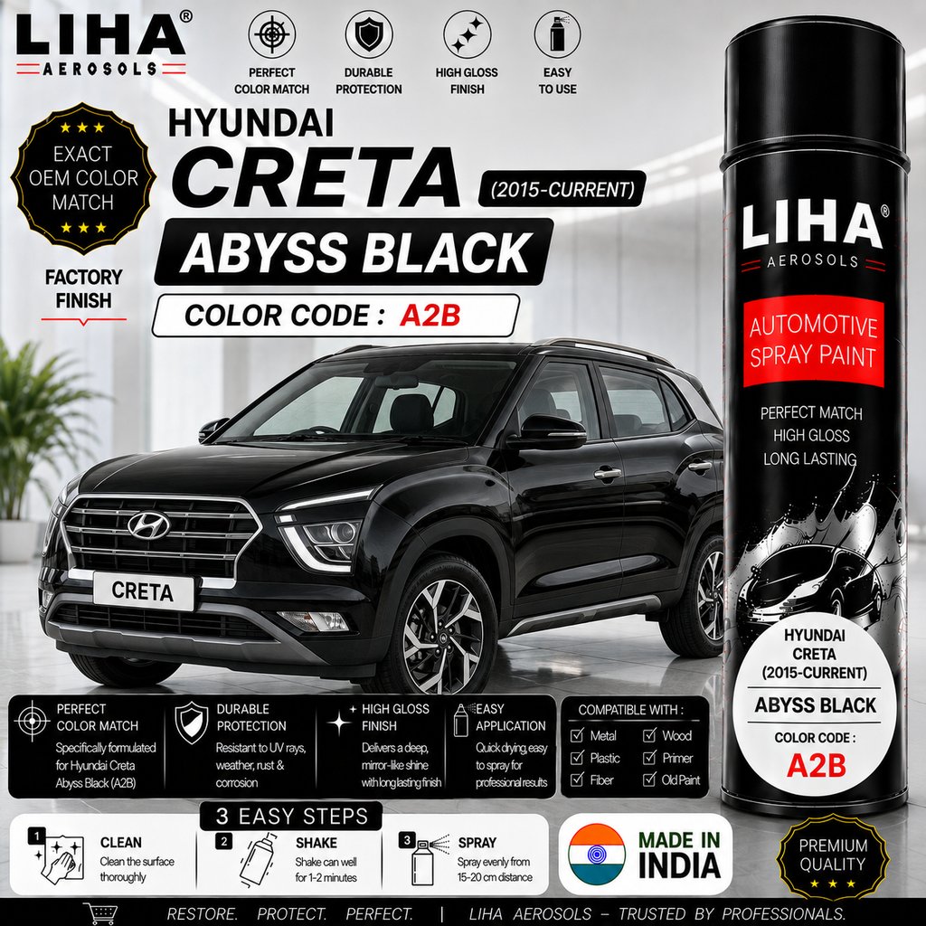 Hyundai Creta Abyss Black Touch Up Spray Paint – OEM Color Match | LIHA Aerosols 500ml