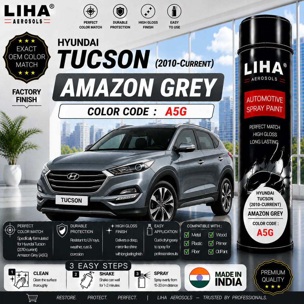 Hyundai Tucson Amazon Grey Touch Up Spray Paint – OEM Color Match | LIHA Aerosols 500ml