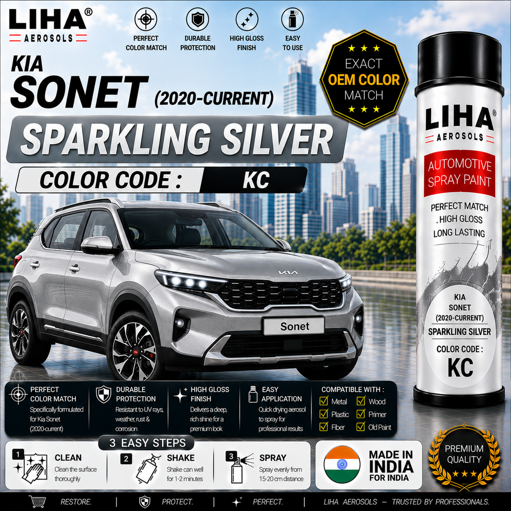 Kia Sonet Sparkling Silver Touch Up Spray Paint – OEM Color Match | LIHA Aerosols 500ml