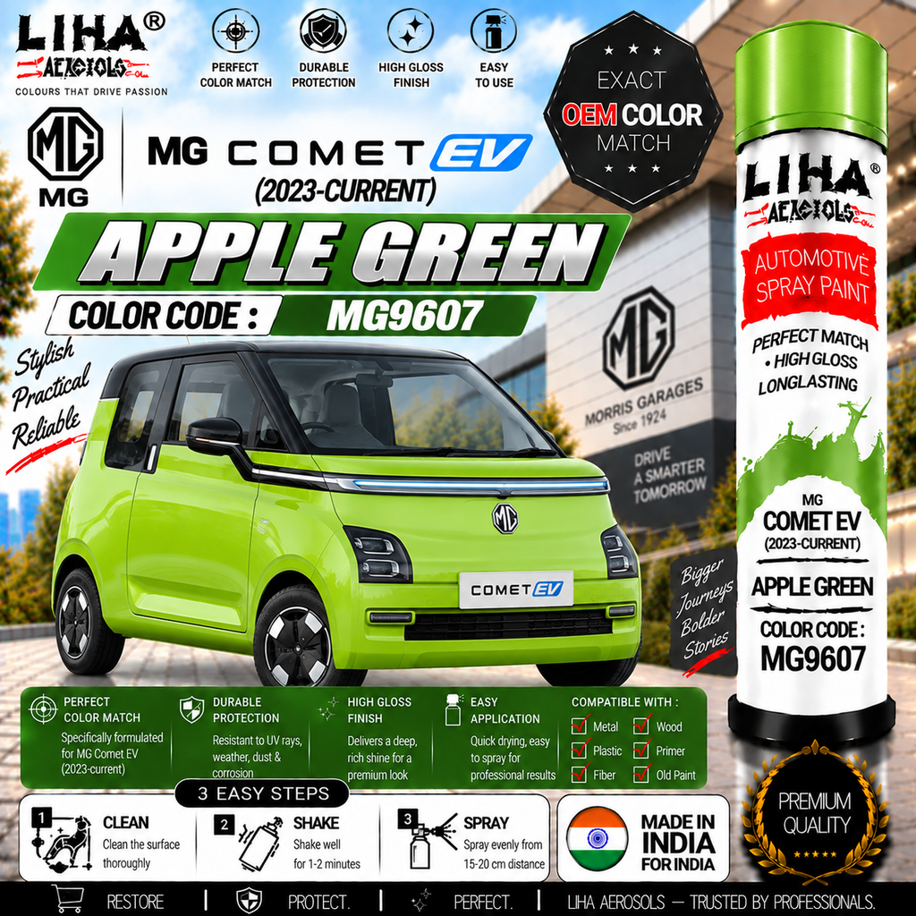 MG Comet EV Apple Green Touch Up Spray Paint – OEM Color Match | LIHA Aerosols 500ml
