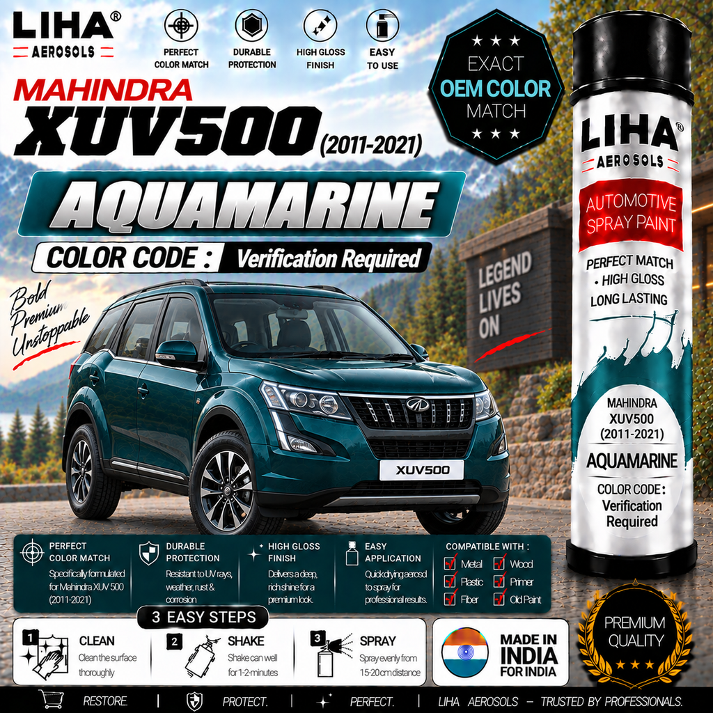 Mahindra XUV500 Aquamarine Touch Up Spray Paint – OEM Color Match | LIHA Aerosols 500ml