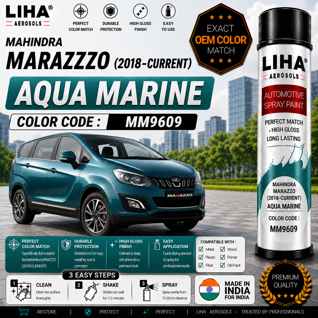 Mahindra Marazzo Aqua Marine Touch Up Spray Paint – OEM Color Match | LIHA Aerosols 500ml