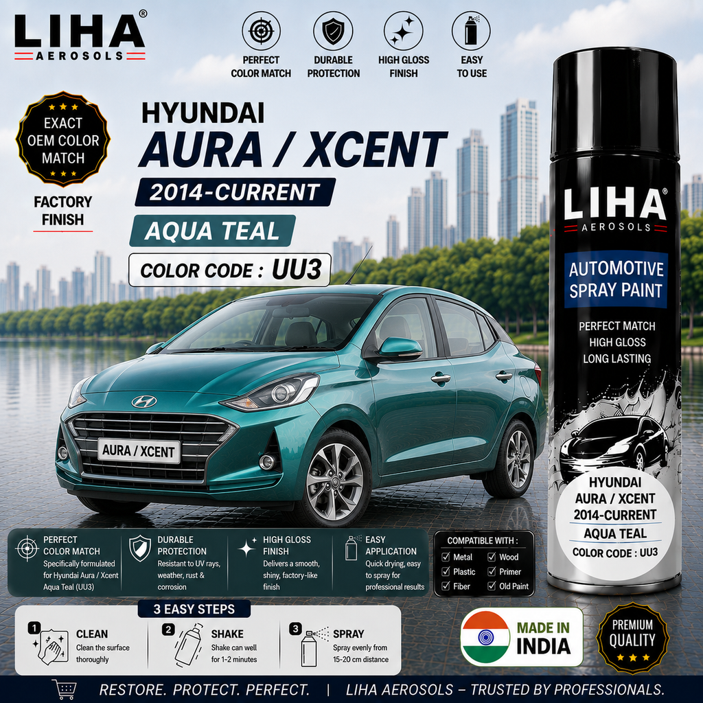 Hyundai Aura / Xcent Aqua Teal Touch Up Spray Paint – OEM Color Match | LIHA Aerosols 500ml