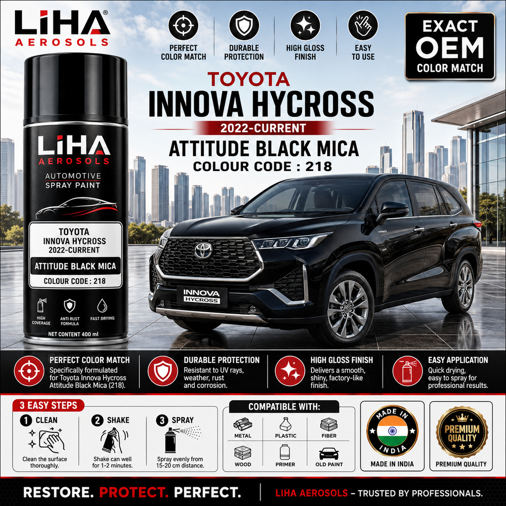 Toyota Innova Hycross Attitude Black Mica Touch Up Spray Paint – OEM Color Match | LIHA Aerosols 500ml