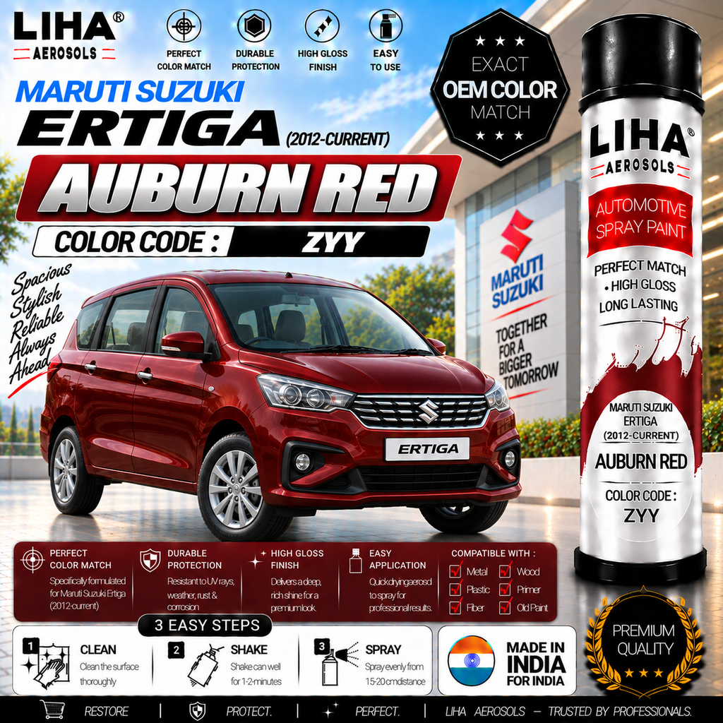 Maruti Suzuki Ertiga Auburn Red Touch Up Spray Paint – OEM Color Match | LIHA Aerosols 500ml