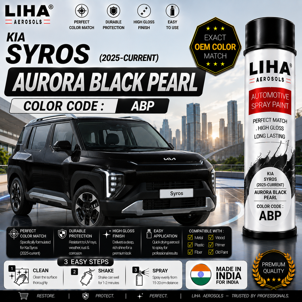 Kia Syros Aurora Black Pearl Touch Up Spray Paint – OEM Color Match | LIHA Aerosols 500ml