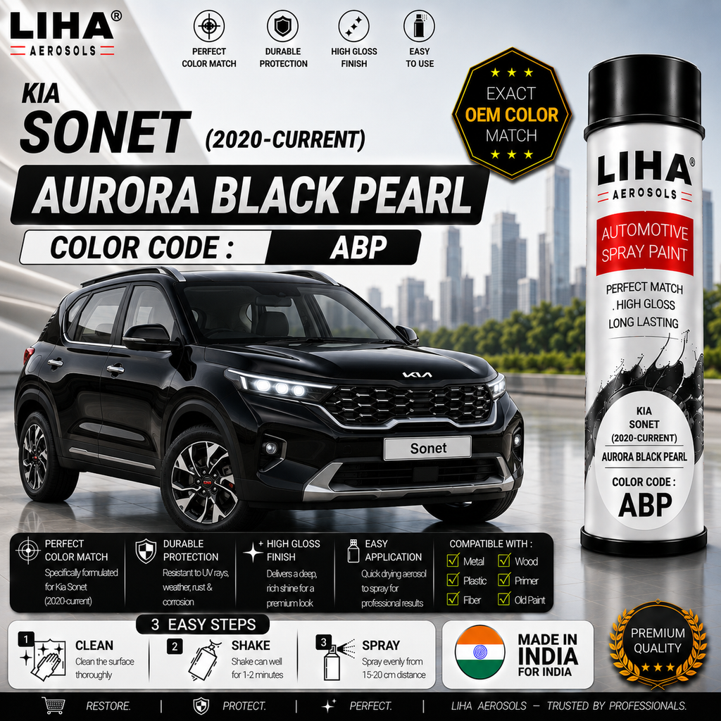 Kia Sonet Aurora Black Pearl Touch Up Spray Paint – OEM Color Match | LIHA Aerosols 500ml