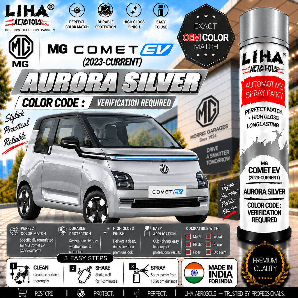 MG Comet EV Aurora Silver Touch Up Spray Paint – OEM Color Match | LIHA Aerosols 500ml