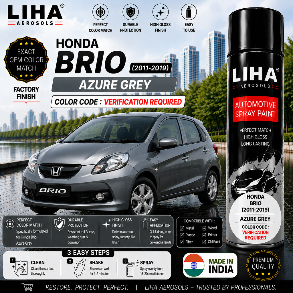 Honda Brio Azure Grey Touch Up Spray Paint – OEM Color Match | LIHA Aerosols 500ml