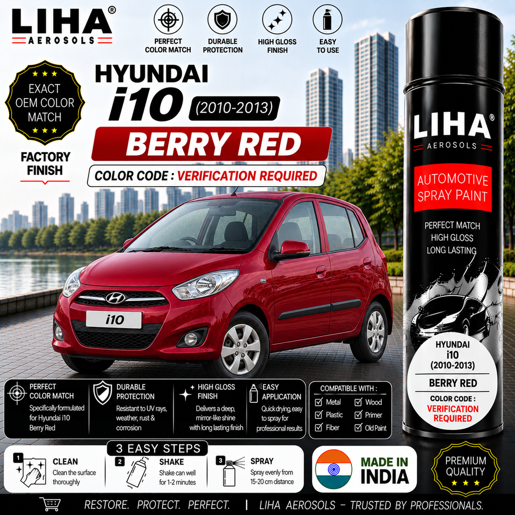 Hyundai i10 Berry Red Touch Up Spray Paint – OEM Color Match | LIHA Aerosols 500ml