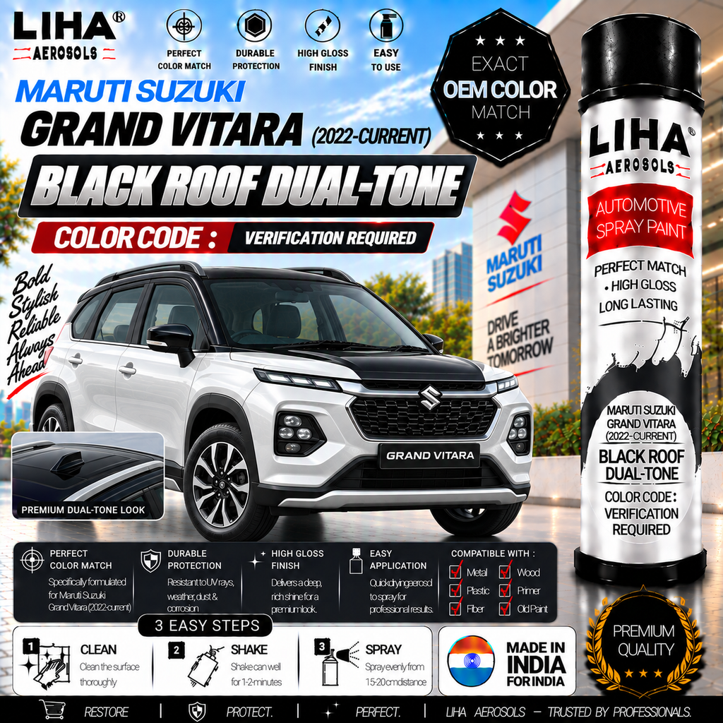Maruti Suzuki Grand Vitara Black Roof Dual-Tone Touch Up Spray Paint – OEM Color Match | LIHA Aerosols 500ml