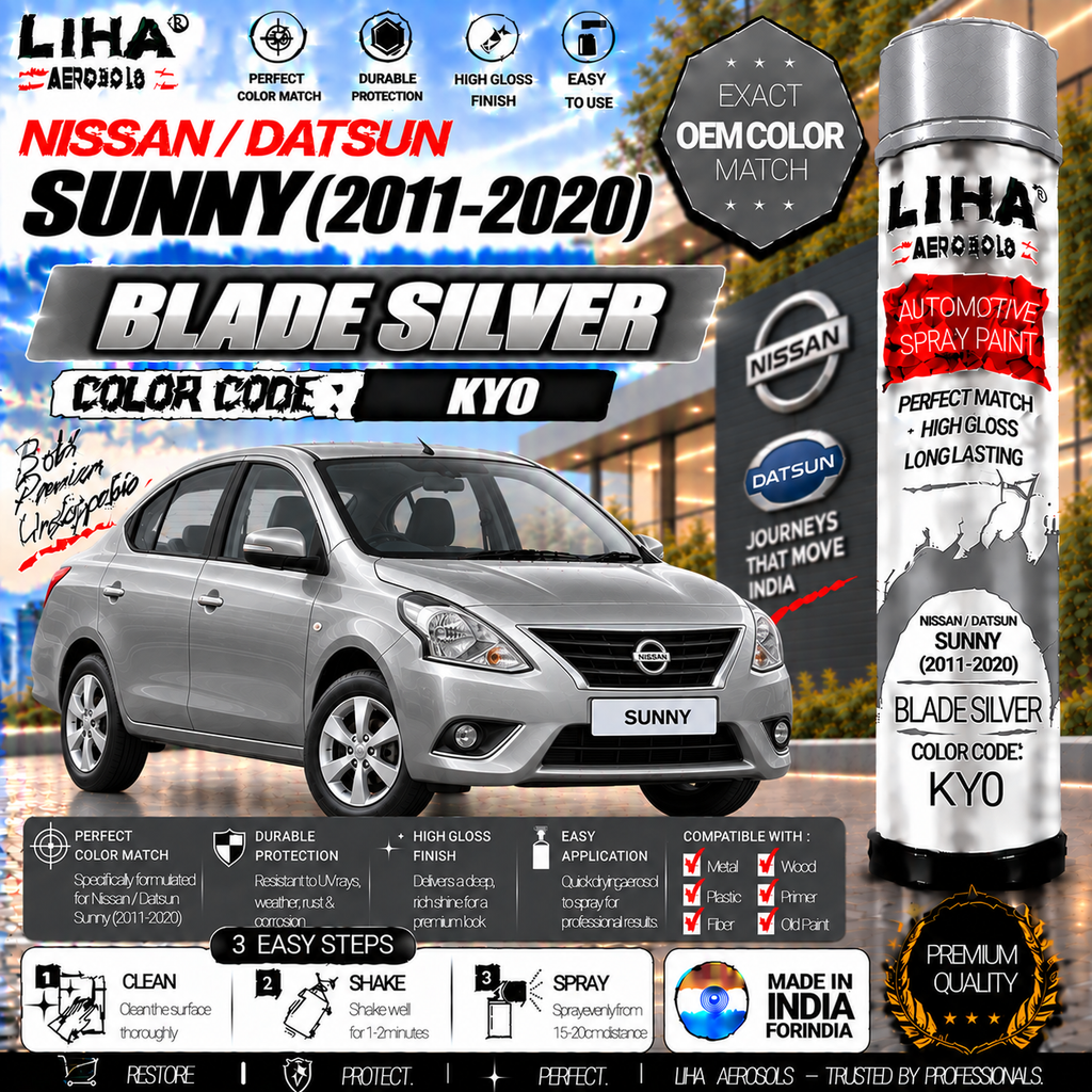 Nissan Sunny Blade Silver Touch Up Spray Paint – OEM Color Match | LIHA Aerosols 500ml