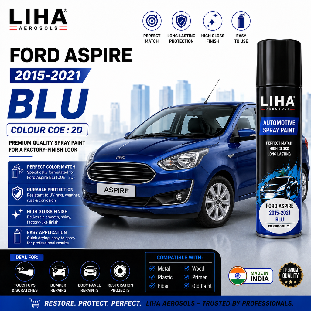 Ford Aspire Blu Touch Up Spray Paint – OEM Color Match 2D | LIHA Aerosols 500ml