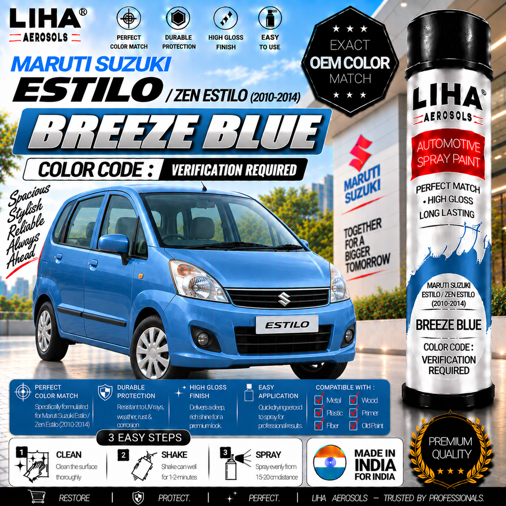 Maruti Suzuki Estilo / Zen Estilo Breeze Blue Touch Up Spray Paint – OEM Color Match | LIHA Aerosols 500ml