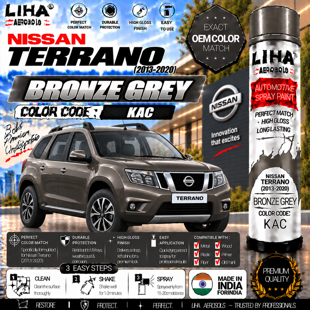 Nissan Terrano Bronze Grey Touch Up Spray Paint – OEM Color Match | LIHA Aerosols 500ml