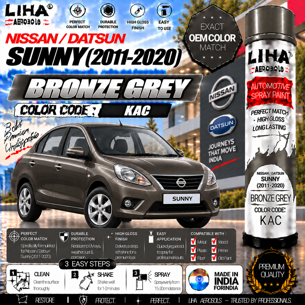 Nissan Sunny Bronze Grey Touch Up Spray Paint – OEM Color Match | LIHA Aerosols 500ml