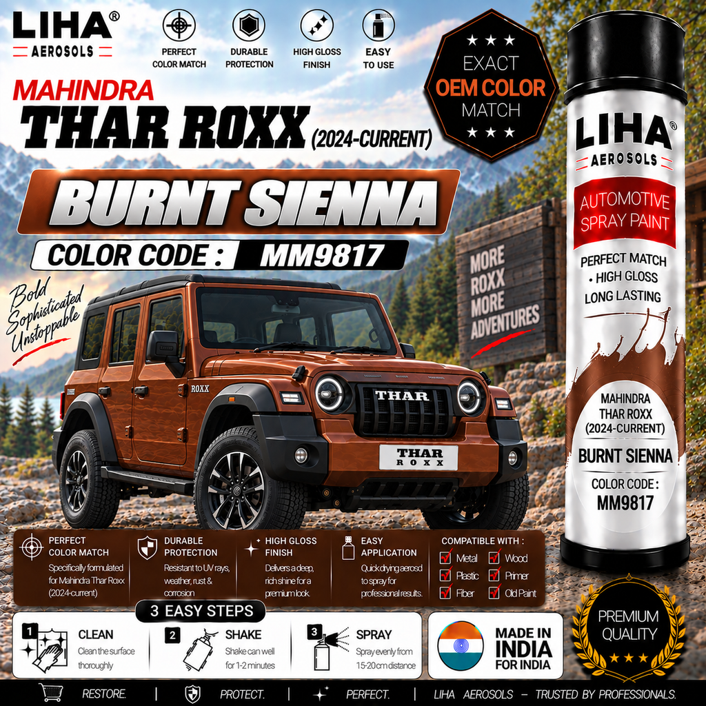 Mahindra Thar Roxx Burnt Sienna Touch Up Spray Paint – OEM Color Match | LIHA Aerosols 500ml