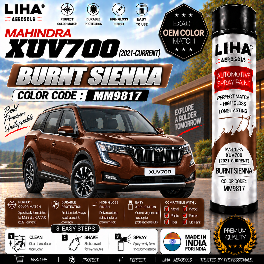 Mahindra XUV700 Burnt Sienna Touch Up Spray Paint – OEM Color Match | LIHA Aerosols 500ml