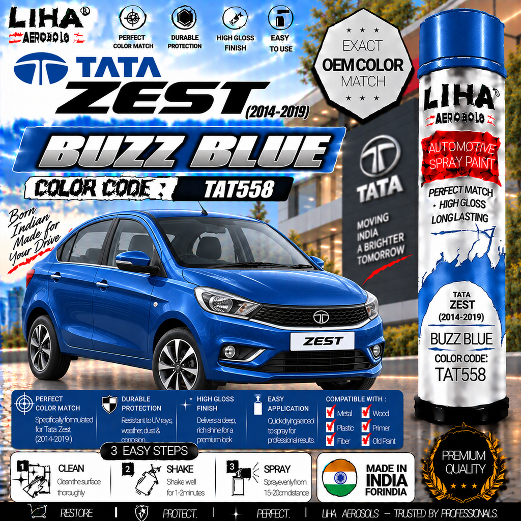 Tata Zest Buzz Blue Touch Up Spray Paint – OEM Color Match | LIHA Aerosols 500ml