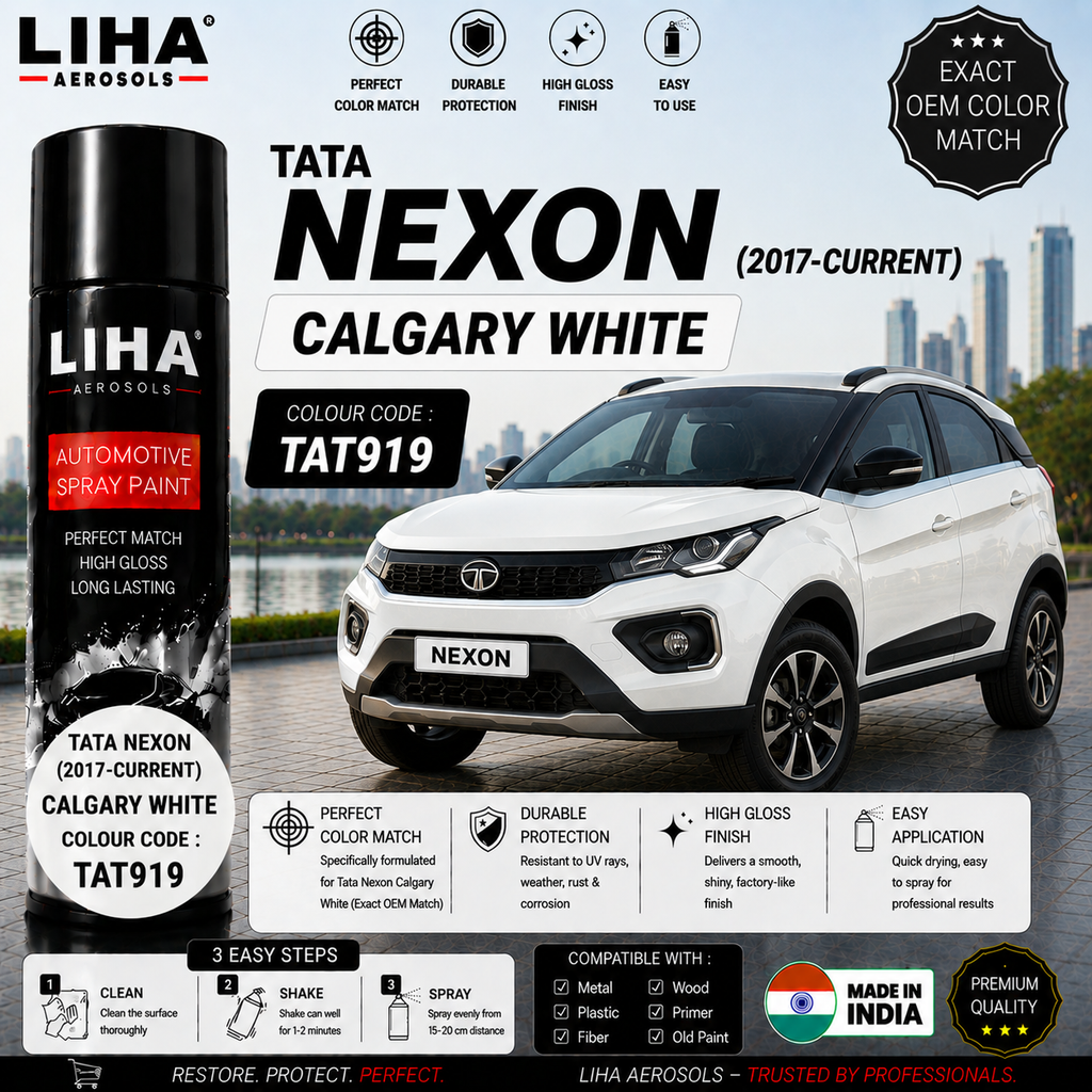 Tata Nexon Calgary White Touch Up Spray Paint – OEM Color Match | LIHA Aerosols 500ml