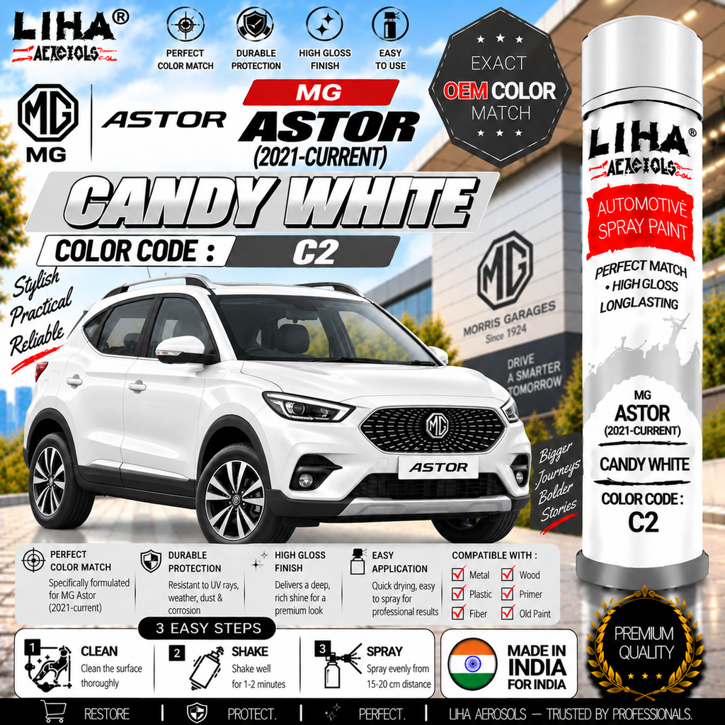 MG Astor Candy White Touch Up Spray Paint – OEM Color Match | LIHA Aerosols 500ml
