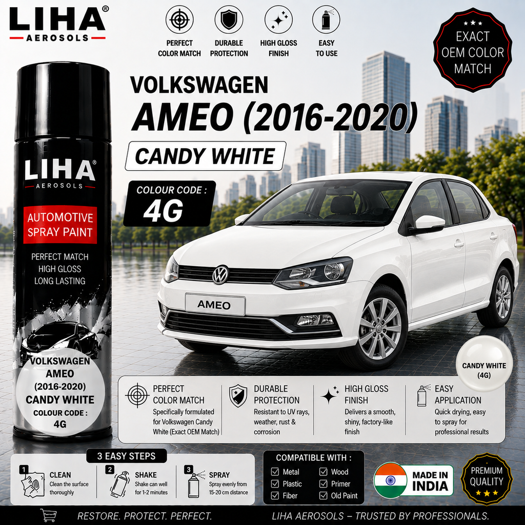 Volkswagen Ameo Candy White Touch Up Spray Paint – OEM Color Match | LIHA Aerosols 500ml