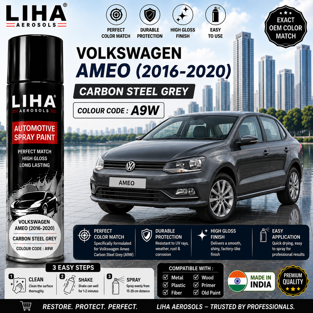 Volkswagen Ameo Carbon Steel Grey Touch Up Spray Paint – OEM Color Match | LIHA Aerosols 500ml