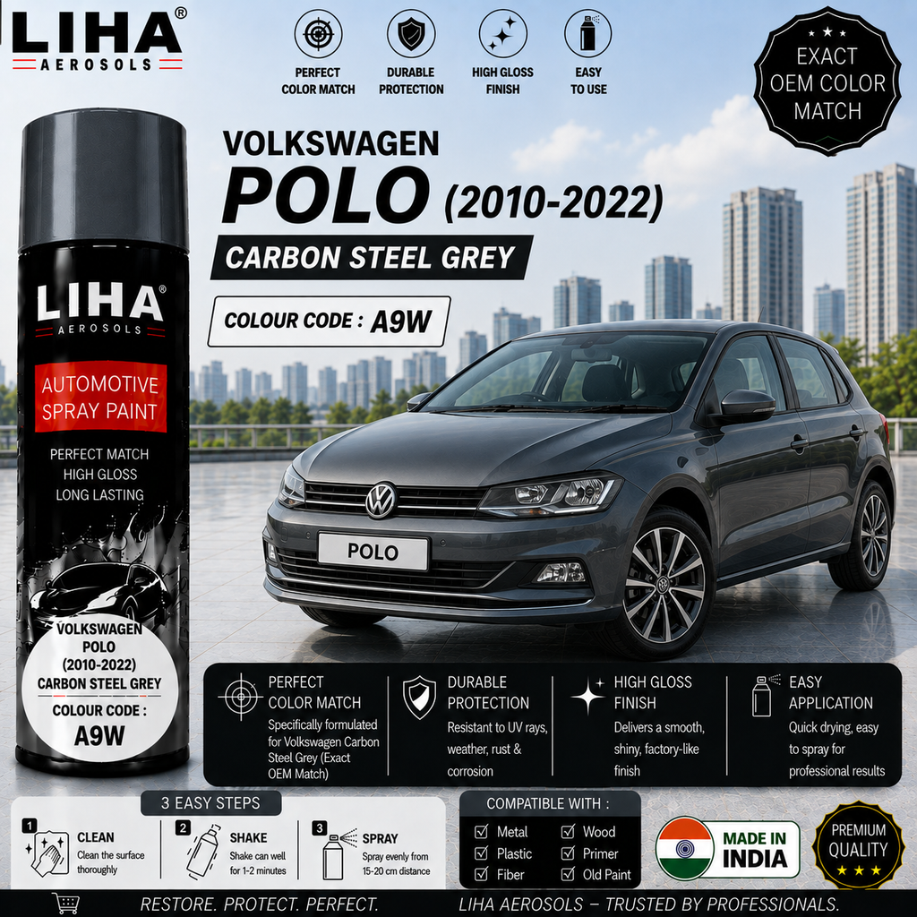 Volkswagen Polo Carbon Steel Grey Touch Up Spray Paint – OEM Color Match | LIHA Aerosols 500ml