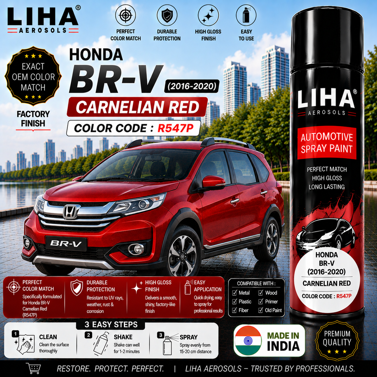 Honda BR-V Carnelian Red Touch Up Spray Paint – OEM Color Match | LIHA Aerosols 500ml