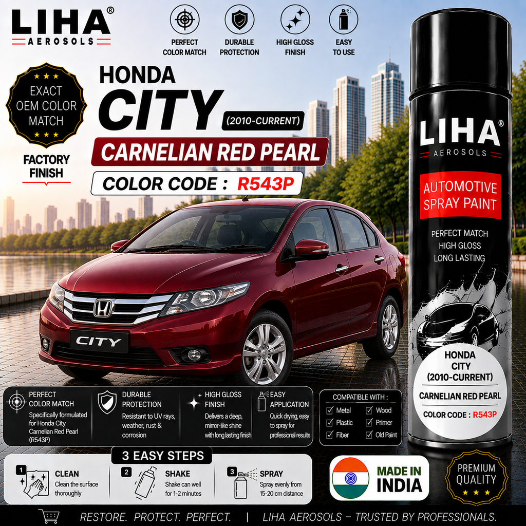 Honda City Carnelian Red Pearl Touch Up Spray Paint – OEM Color Match | LIHA Aerosols 500ml