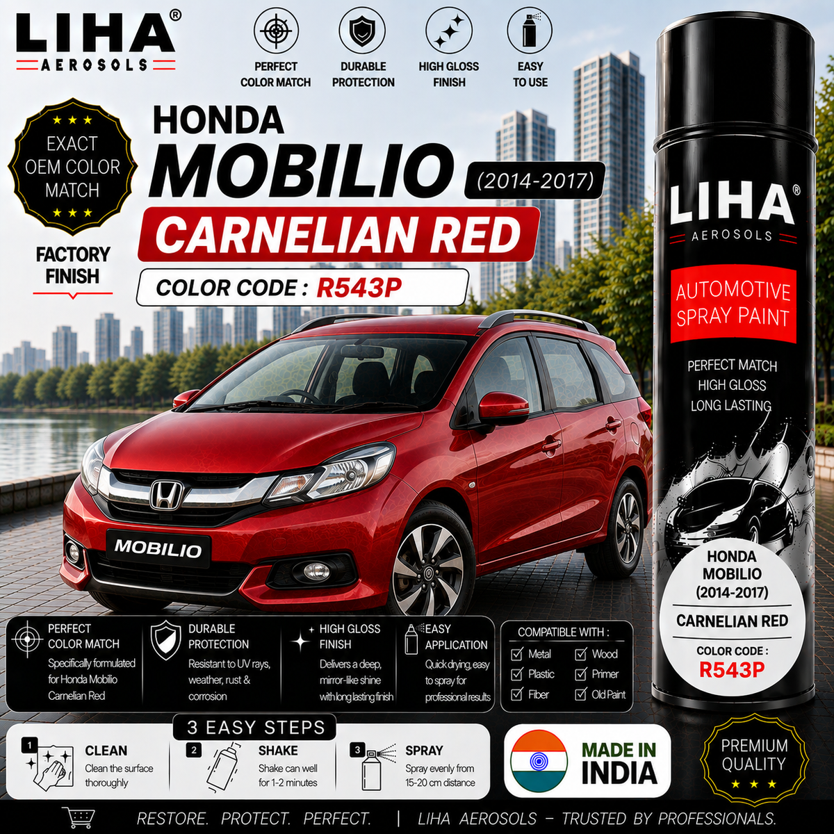 Honda Mobilio Carnelian Red Touch Up Spray Paint – OEM Color Match | LIHA Aerosols 500ml