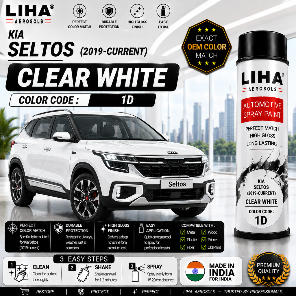 Kia Seltos Clear White Touch Up Spray Paint – OEM Color Match | LIHA Aerosols 500ml