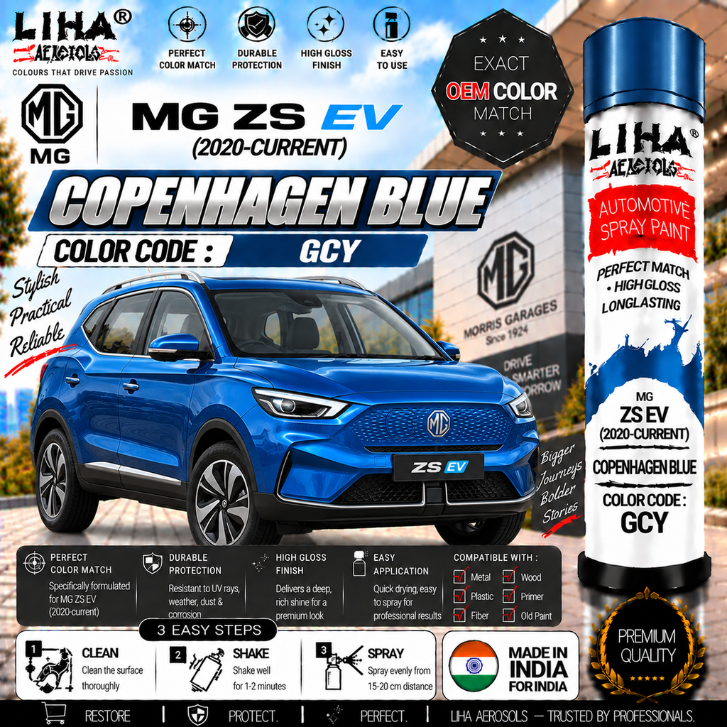 MG ZS EV Copenhagen Blue Touch Up Spray Paint – OEM Color Match | LIHA Aerosols 500ml