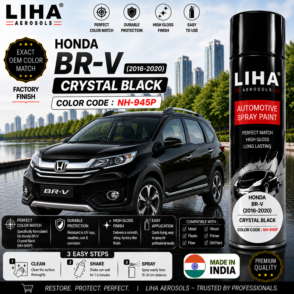 Honda BR-V Crystal Black Touch Up Spray Paint – OEM Color Match | LIHA Aerosols 500ml