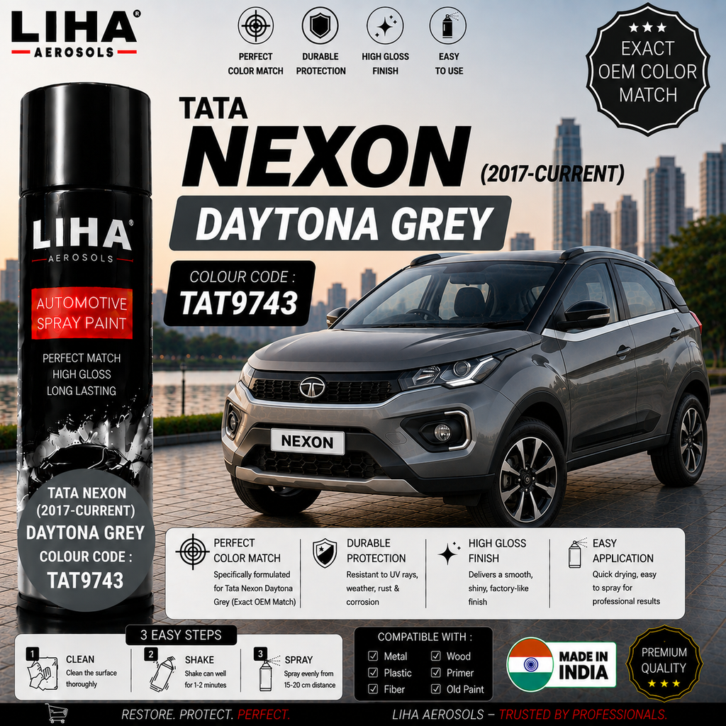 Tata Nexon Daytona Grey Touch Up Spray Paint – OEM Color Match | LIHA Aerosols 500ml