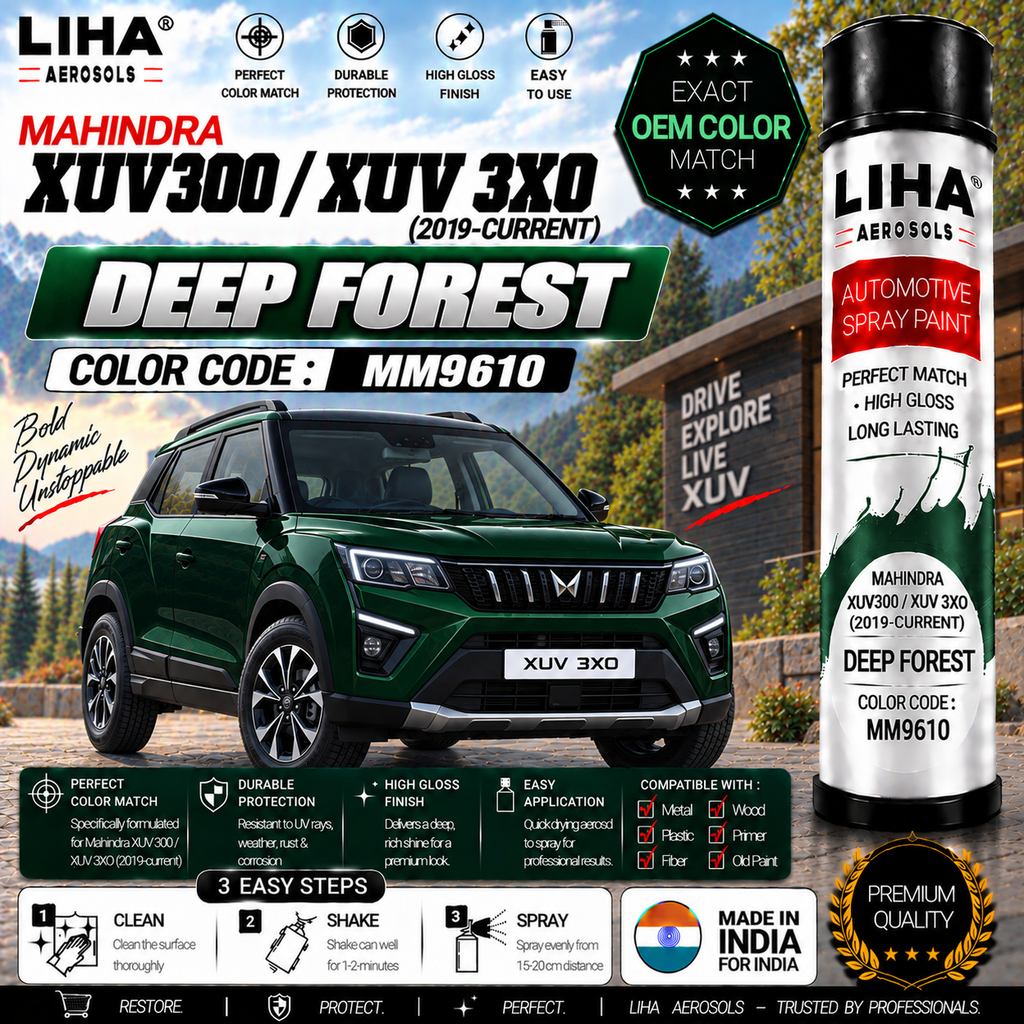 Mahindra XUV300 / XUV 3XO Deep Forest Touch Up Spray Paint – OEM Color Match | LIHA Aerosols 500ml