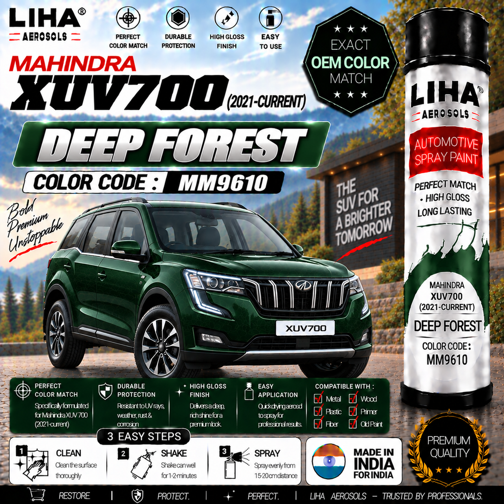 Mahindra XUV700 Deep Forest Touch Up Spray Paint – OEM Color Match | LIHA Aerosols 500ml