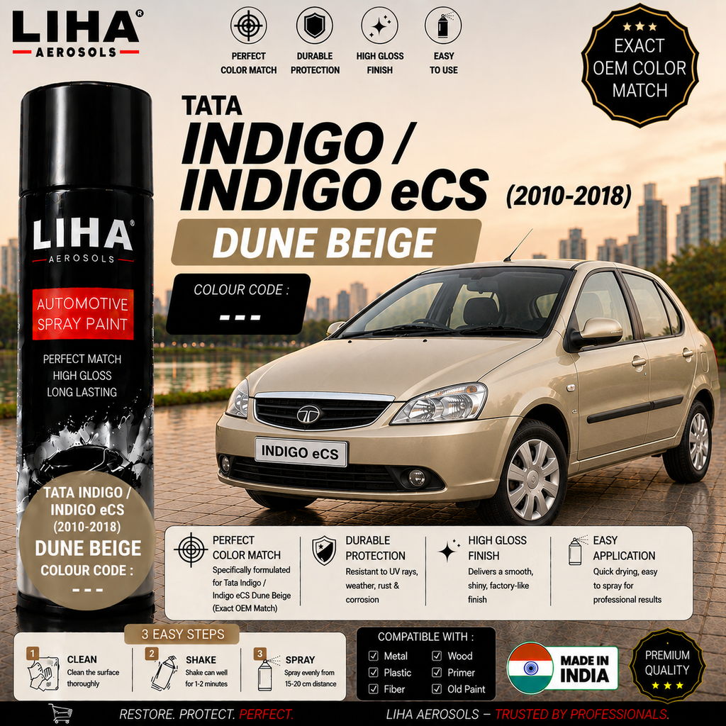 Tata Indigo / Indigo eCS Dune Beige Touch Up Spray Paint – OEM Color Match | LIHA Aerosols 500ml