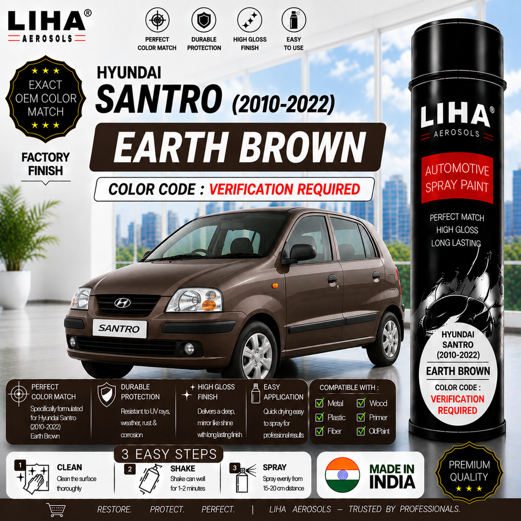 Hyundai Santro Earth Brown Touch Up Spray Paint – OEM Color Match | LIHA Aerosols 500ml