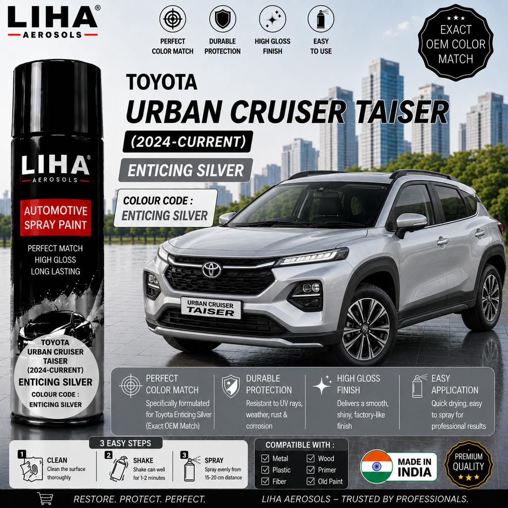 Toyota Urban Cruiser Taisor Enticing Silver Touch Up Spray Paint – OEM Color Match | LIHA Aerosols 500ml