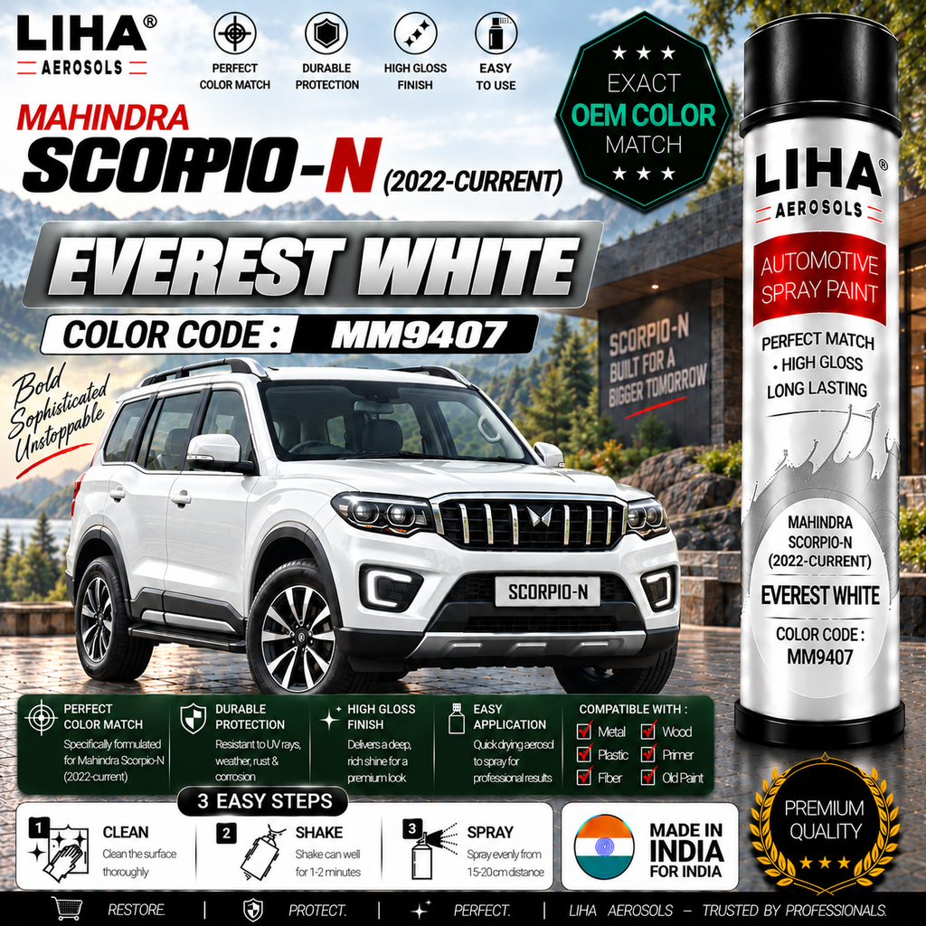 Mahindra Scorpio-N Everest White Touch Up Spray Paint – OEM Color Match | LIHA Aerosols 500ml