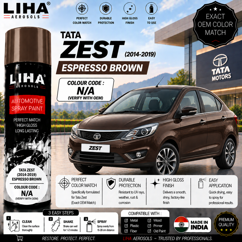 Tata Zest Espresso Brown Touch Up Spray Paint – OEM Color Match | LIHA Aerosols 500ml