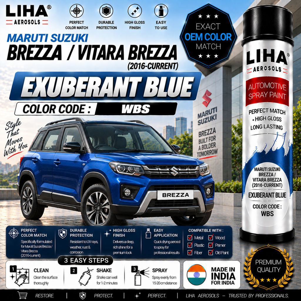 Maruti Suzuki Brezza / Vitara Brezza Exuberant Blue Touch Up Spray Paint – OEM Color Match | LIHA Aerosols 500ml