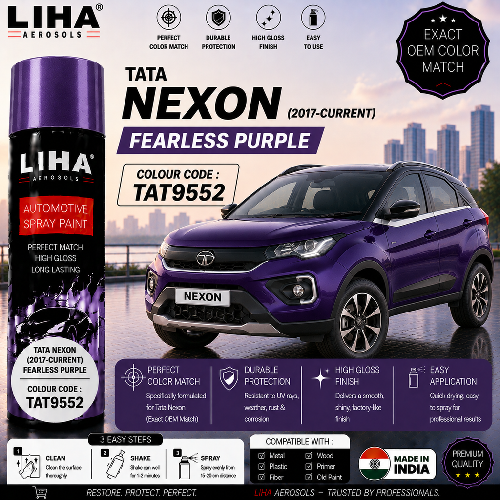 Tata Nexon Fearless Purple Touch Up Spray Paint – OEM Color Match | LIHA Aerosols 500ml