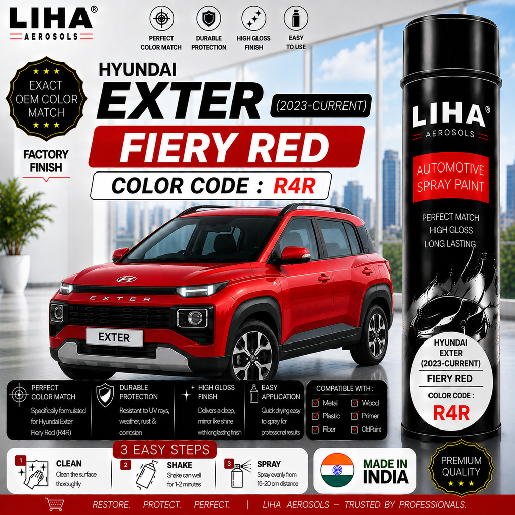 Hyundai Exter Fiery Red Touch Up Spray Paint – OEM Color Match | LIHA Aerosols 500ml