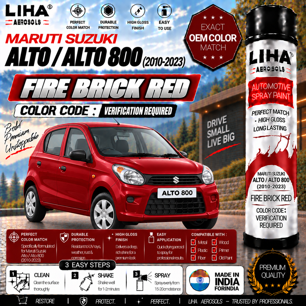Maruti Suzuki Alto / Alto 800 Fire Brick Red Touch Up Spray Paint – OEM Color Match | LIHA Aerosols 500ml