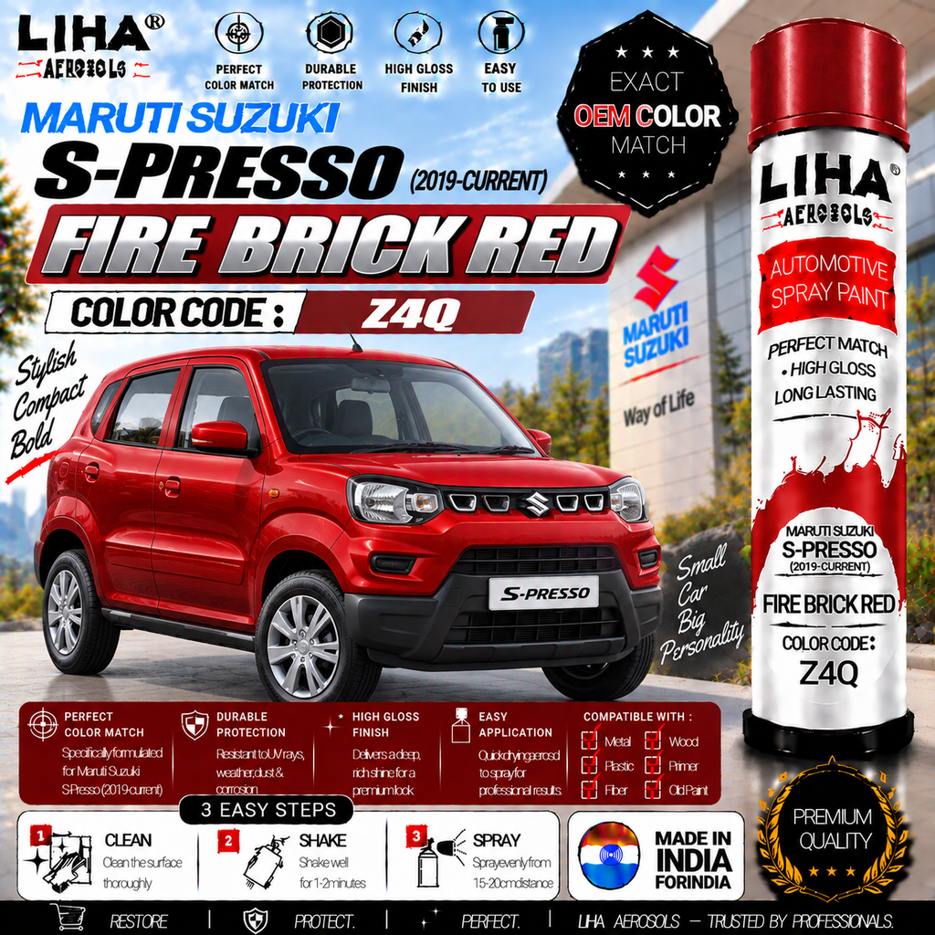 Maruti Suzuki S-Presso Fire Brick Red Touch Up Spray Paint – OEM Color Match | LIHA Aerosols 500ml