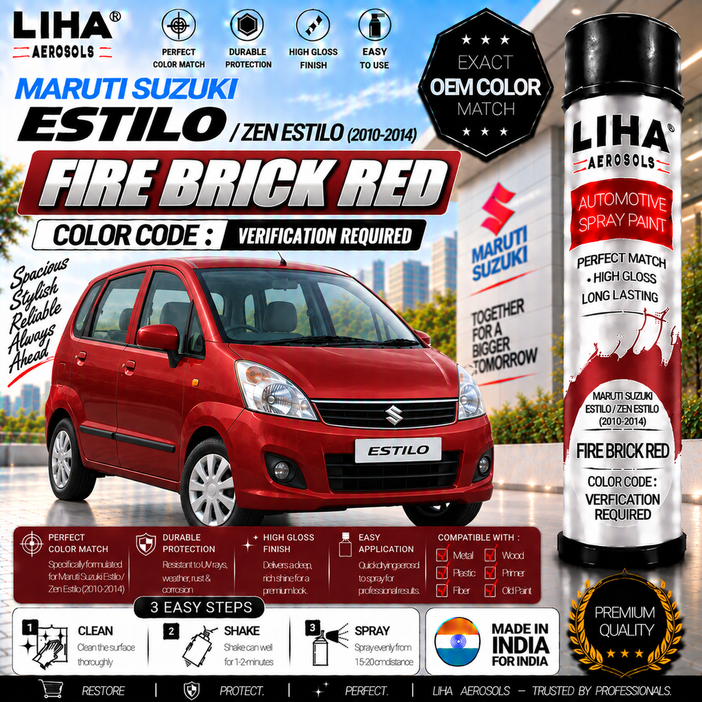 Maruti Suzuki Estilo / Zen Estilo Fire Brick Red Touch Up Spray Paint – OEM Color Match | LIHA Aerosols 500ml