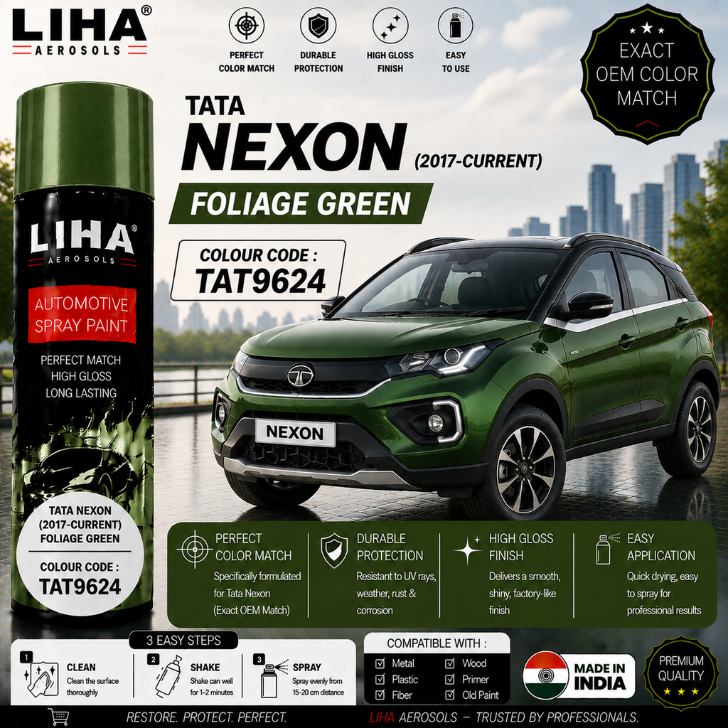 Tata Nexon Foliage Green Touch Up Spray Paint – OEM Color Match | LIHA Aerosols 500ml